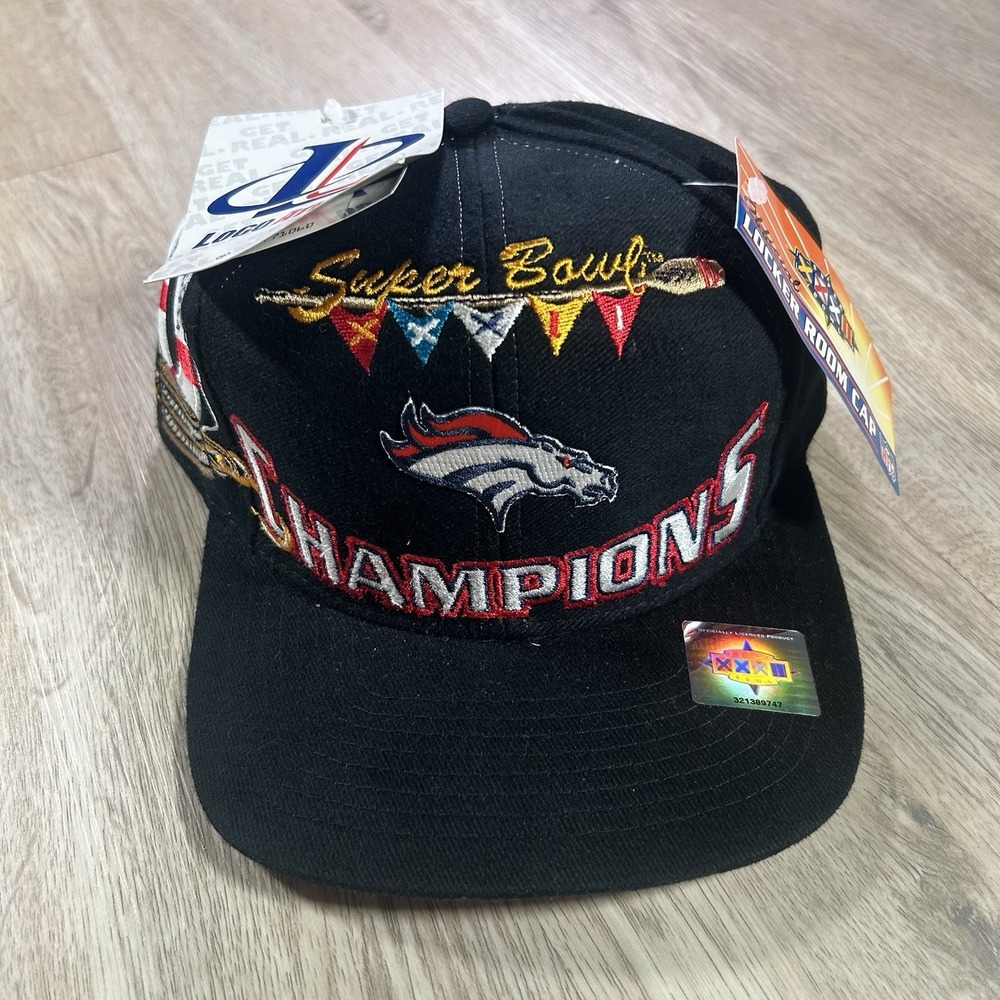 VTG 1998 Denver Broncos Super Bowl Snapback Hat NWT NFL Logo Athletic Black Cap